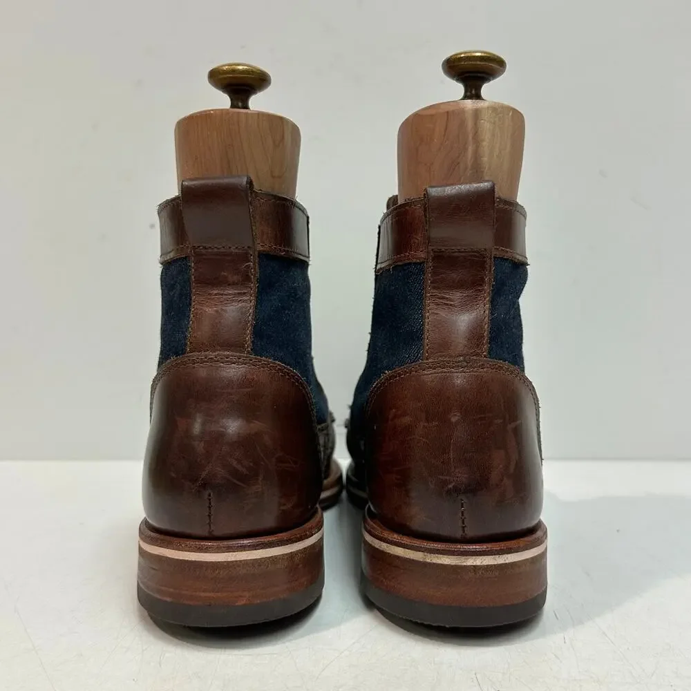 NEW HEELS Rancourt & Co x Helm Sam Boot Ray-Ray Horween Cone Denim Maine USA 7 D